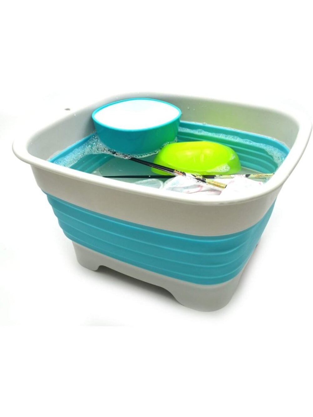 Collapsible Dishpan with Draining Plug - Foldable Washing Basin - Portable